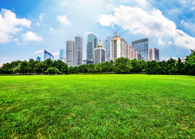 ville-durable-immeuble-parc-et-végétation